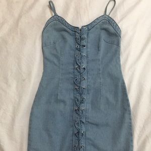 DENIM BODYCON MINI DRESS